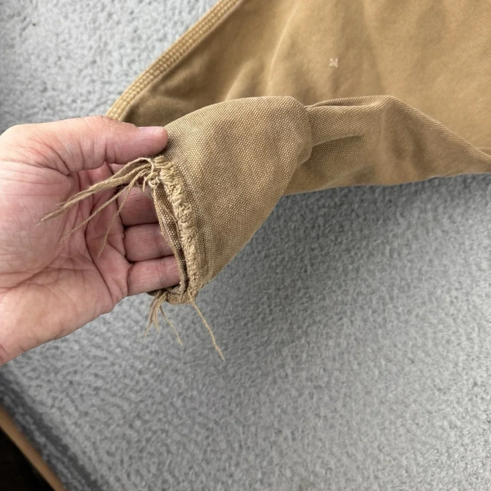 Dickies Mens Carpenter Pants Duck Brown Canvas Workwear Distressed 40x30 Relaxed